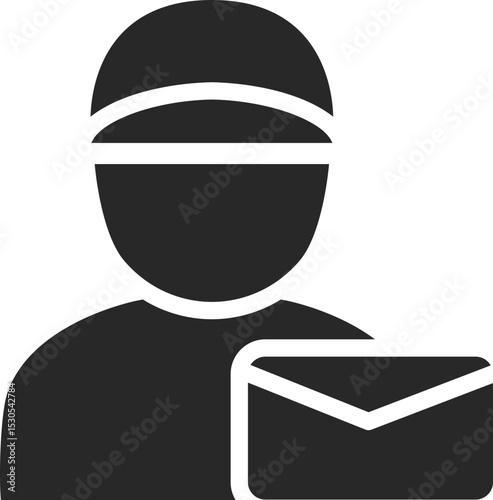 Postman solid icon used in mail delivery, postal service, and communication design themes.