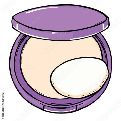 Compact face powder vector sticker for makeup lovers and beauty fans