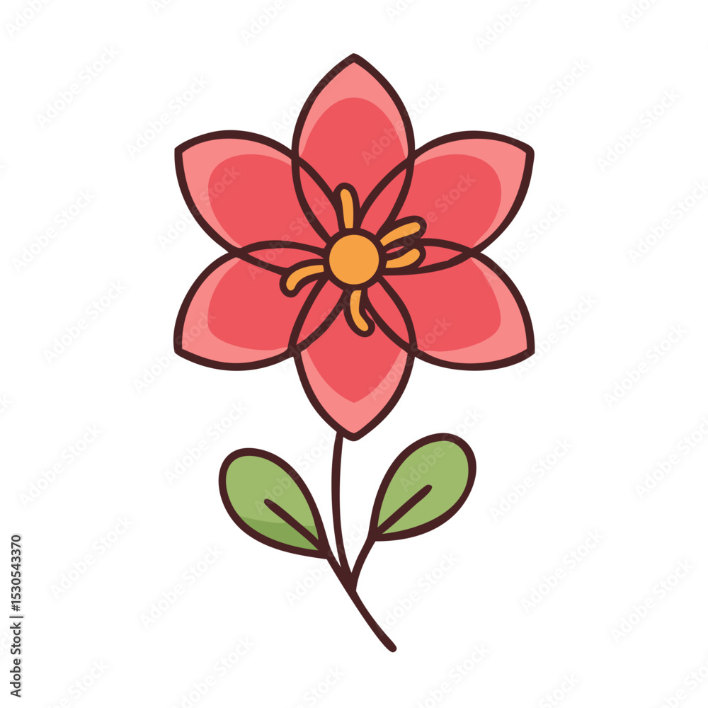 Naklejka premium Artistic red flower with layered petals and stem