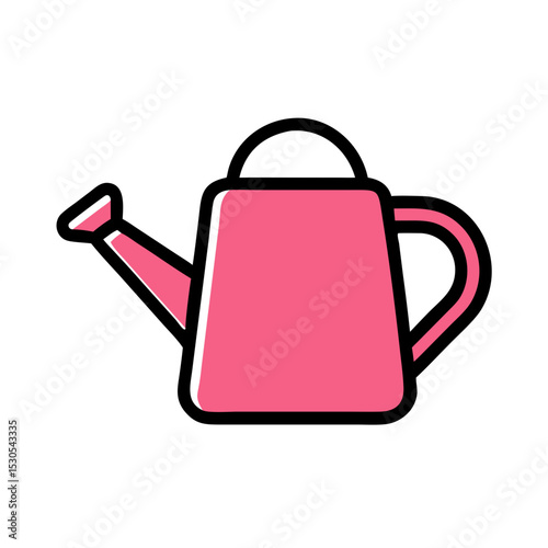 Pink watering can in flat style