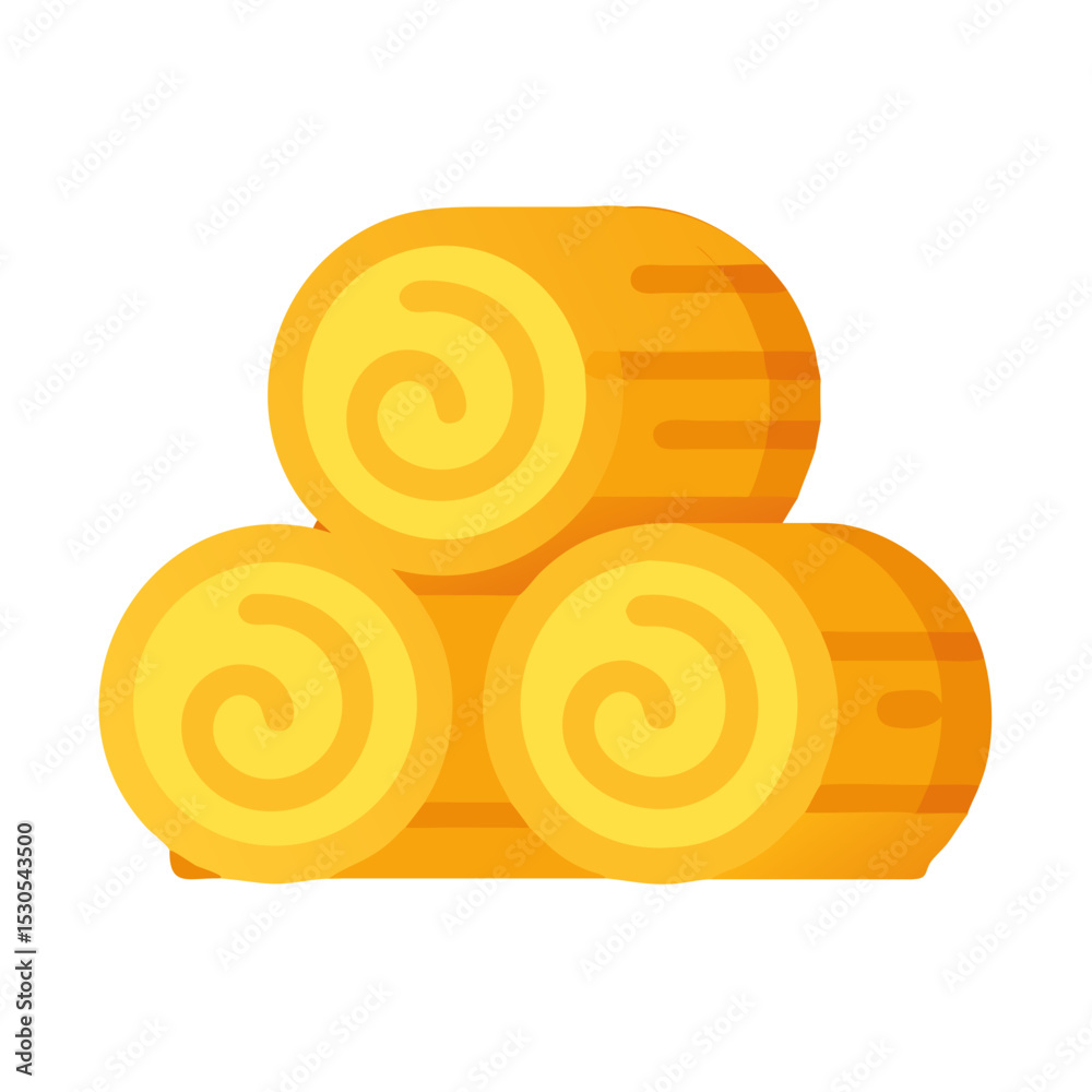 Obraz premium Yellow hay bales in stylized cartoon illustration