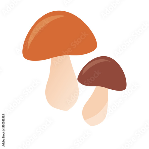 Orange and brown mushrooms in stylized cartoon