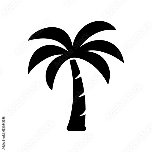 Black silhouette of palm tree in flat vector design