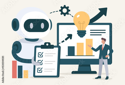 Man analyzing business data in collaboration with AI