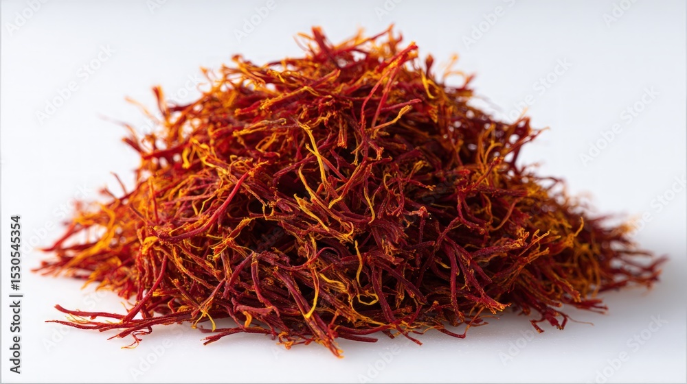 Fototapeta premium Pile Of Saffron Threads On White Surface