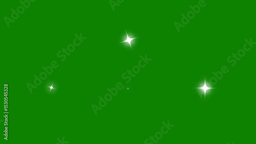star glitter sparkle, white cartoon, vector, doodles style stars blinking. Star twinkling, sparkle star animation, light effect on transparent Glow green background. 4K explosion 4k background