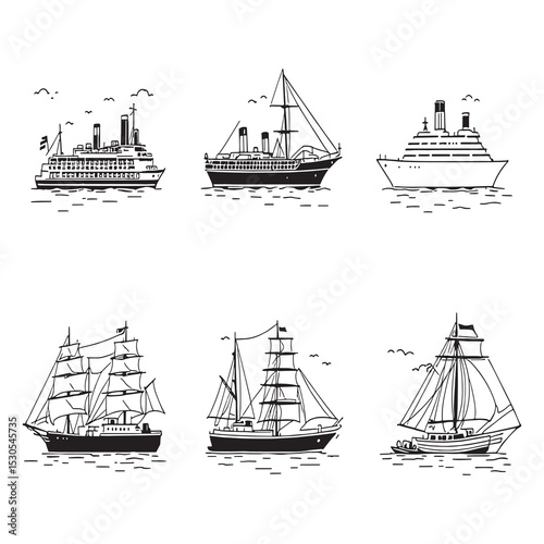 Elegant cruise ship sailing on calm ocean waves vector