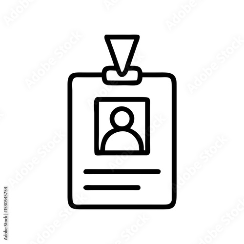 Identification Badge Icon with Photo and Text Outline