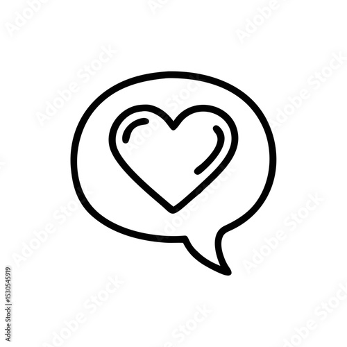 Heart in Speech Bubble Icon Outline for Love, Chat, and Communication Themes