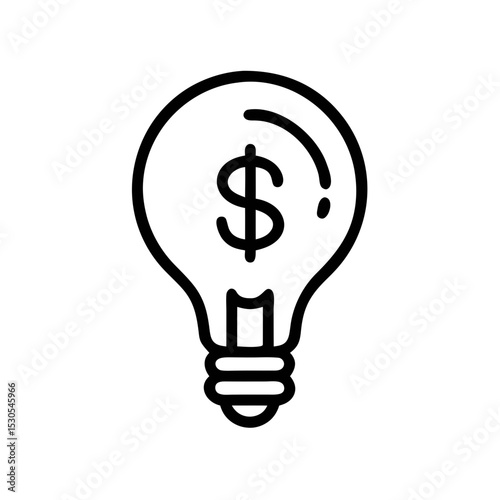 Light Bulb with Dollar Icon Outline for Finance and Innovation Concepts