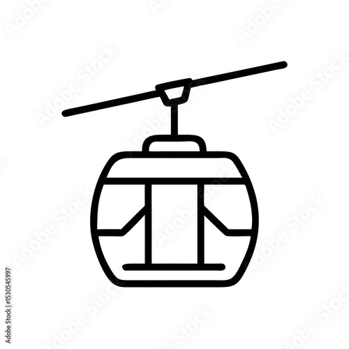Cable Car Icon Outline for Mountain Transport and Tourism Concepts