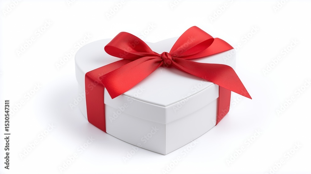 Fototapeta premium Love shaped gift box isolated on white background.
