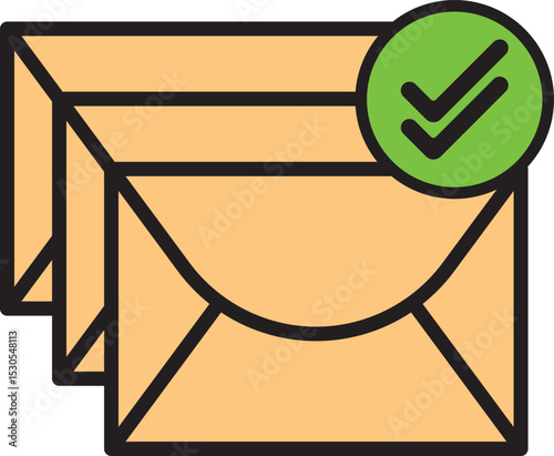 Email Success Sent Icon, Envelope With Check Mark Symbol