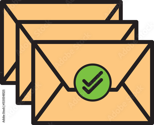 Email Success Sent Icon, Envelope With Check Mark Symbol