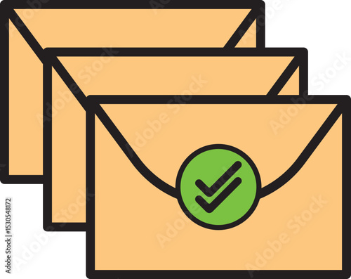 Email Success Sent Icon, Envelope With Check Mark Symbol