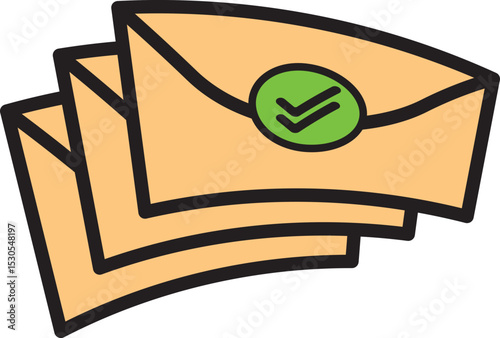 Email Success Sent Icon, Envelope With Check Mark Symbol