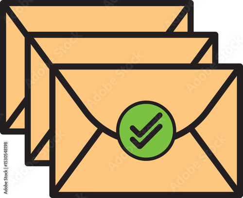 Email Success Sent Icon, Envelope With Check Mark Symbol