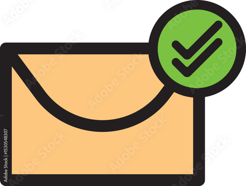 Email Success Sent Icon, Envelope With Check Mark Symbol