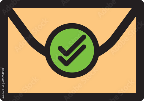 Email Success Sent Icon, Envelope With Check Mark Symbol