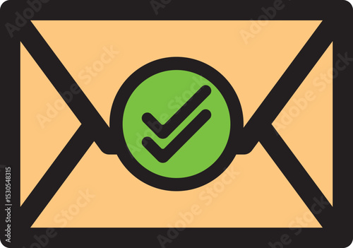 Email Success Sent Icon, Envelope With Check Mark Symbol