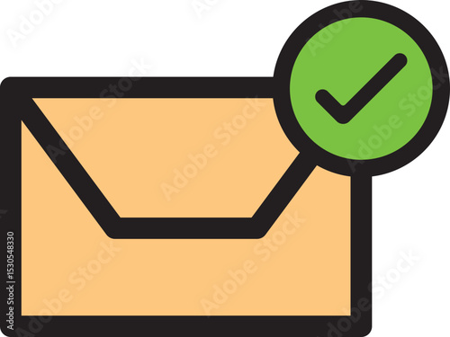 Email Success Sent Icon, Envelope With Check Mark Symbol