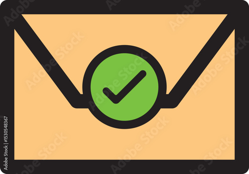 Email Success Sent Icon, Envelope With Check Mark Symbol