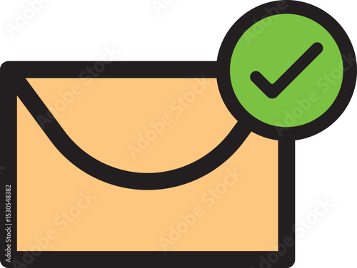 Email Success Sent Icon, Envelope With Check Mark Symbol