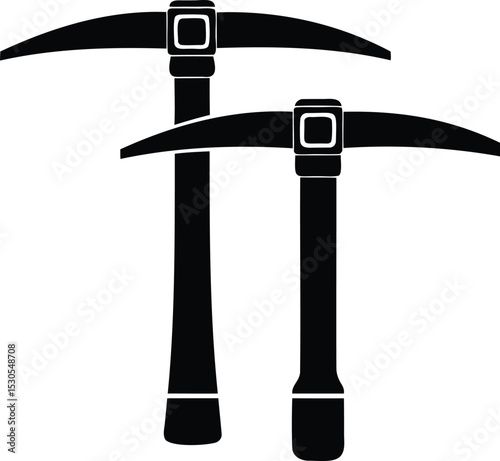 Double Pickaxe Icon – Silhouette Vector Set of Mining Tools for Construction, Adventure Games, Rock Breaking, Geology, or Crafting Design Elements