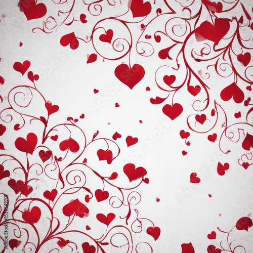 Charming Valentine's Day Vector Clip Art with Red Hearts and Swirls, Dreamy and Detailed Lovecore Illustrations photo
