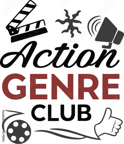Action Genre Club typography Design Print Ready eps cut file 