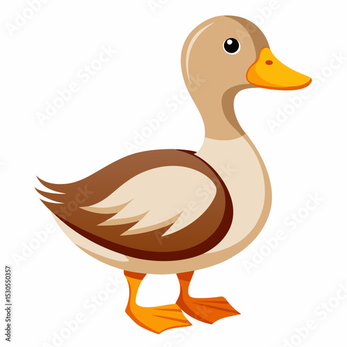 Simple duck illustration on a clean white background ideal for various design projects featuring basic shapes and vibrant colors for
