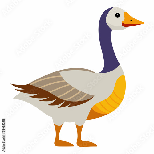 Simple goose illustration on a clean white background created as a vector design suitable for various creative projects and applications