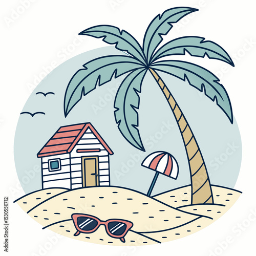 Beach vacation icon vector