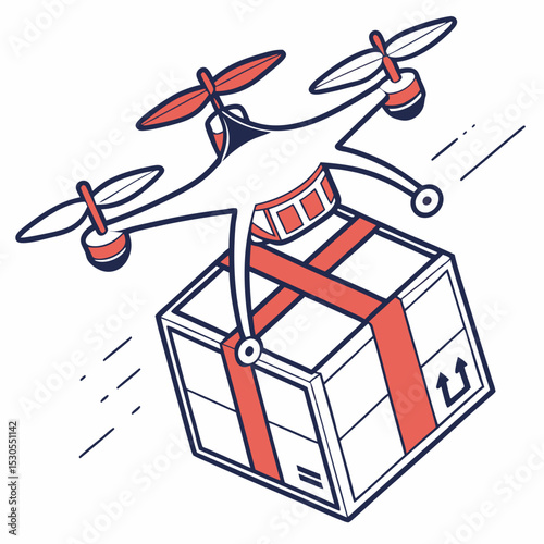 Drone delivery icon vector