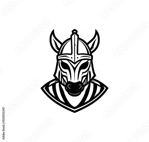 Black and white Knight  Zebra logo concept