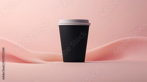Minimalist Coffee Cup on Soft Pink Background for Stylish Branding