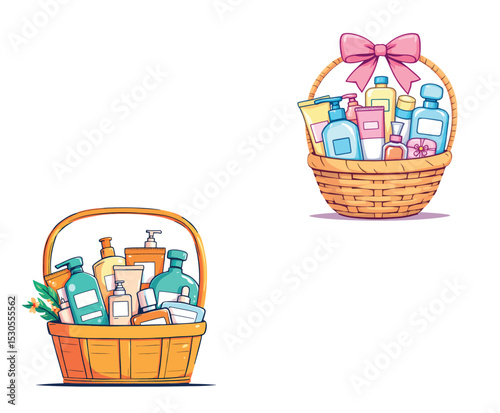 Vsai gift baskets overflowing with beauty products and toiletries