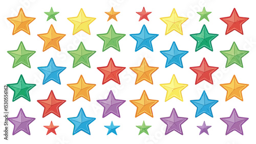Colored Star Icon Set for Ratings, Favorites, and Achievements

