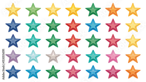 Colored Star Icon Set for Ratings, Favorites, and Achievements

