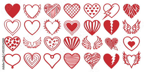 Collection of Red Hand Drawn Hearts on a Black Background Perfect for Valentine s Day Love Romance or any Heartfelt Occasion