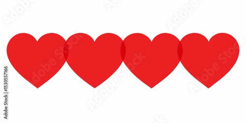 Four Red Hearts Arranged in a Row Symbolizing Love Romance Affection and Connection Perfect for Valentine s Day or Wedding Invitations and Designs