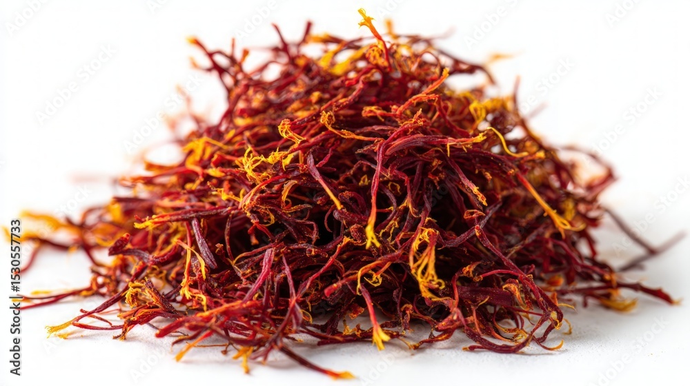 Fototapeta premium Pile Of Saffron Threads On White Background
