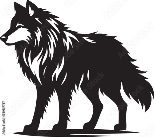 vector illustration of wolf black silhouette 