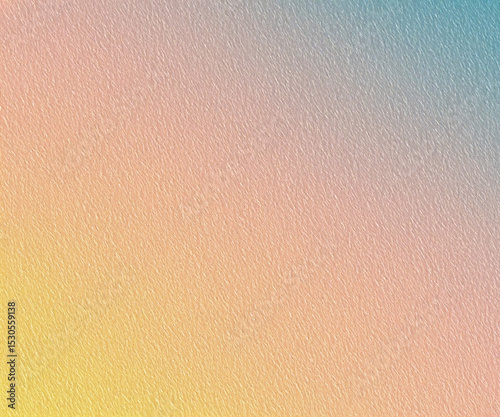 Yellow orange gold coral peach pink brown teal blue abstract background for design. Color gradient, ombre. Matte, shimmer. Grain, rough, noise. Colorful.
