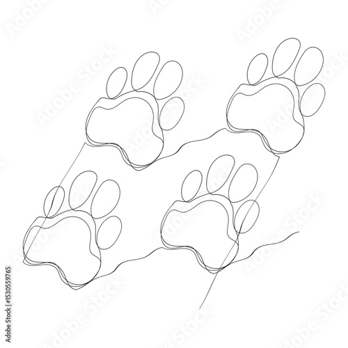  continuous line Paw icon vector illustration. dog paw print sign and symbol 
