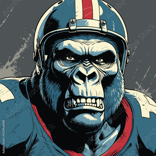 gorilla wearing american football helmet