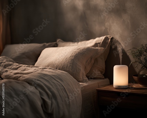 Cozy bedroom ambiance with soft lighting.