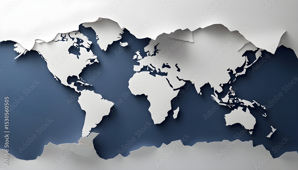 Fototapeta premium World map Paper world paper art