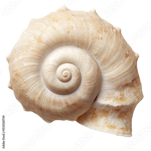 Spiral seashell closeup isolated on transparent background