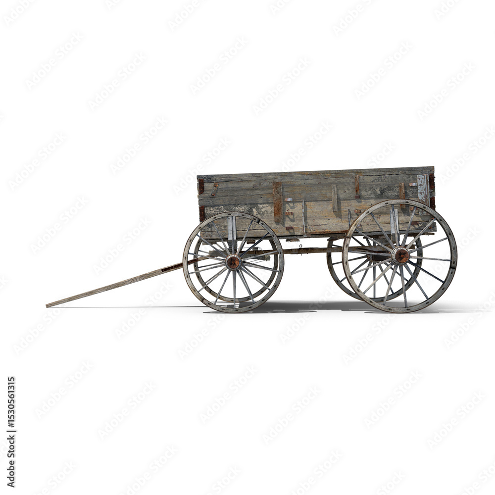 Fototapeta premium Old Wooden Wagon isolated on transparent background